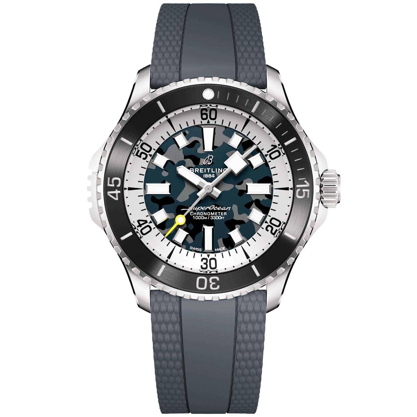 Superocean Super Diver 46mm Grey Camo Dial Rubber Strap Watch