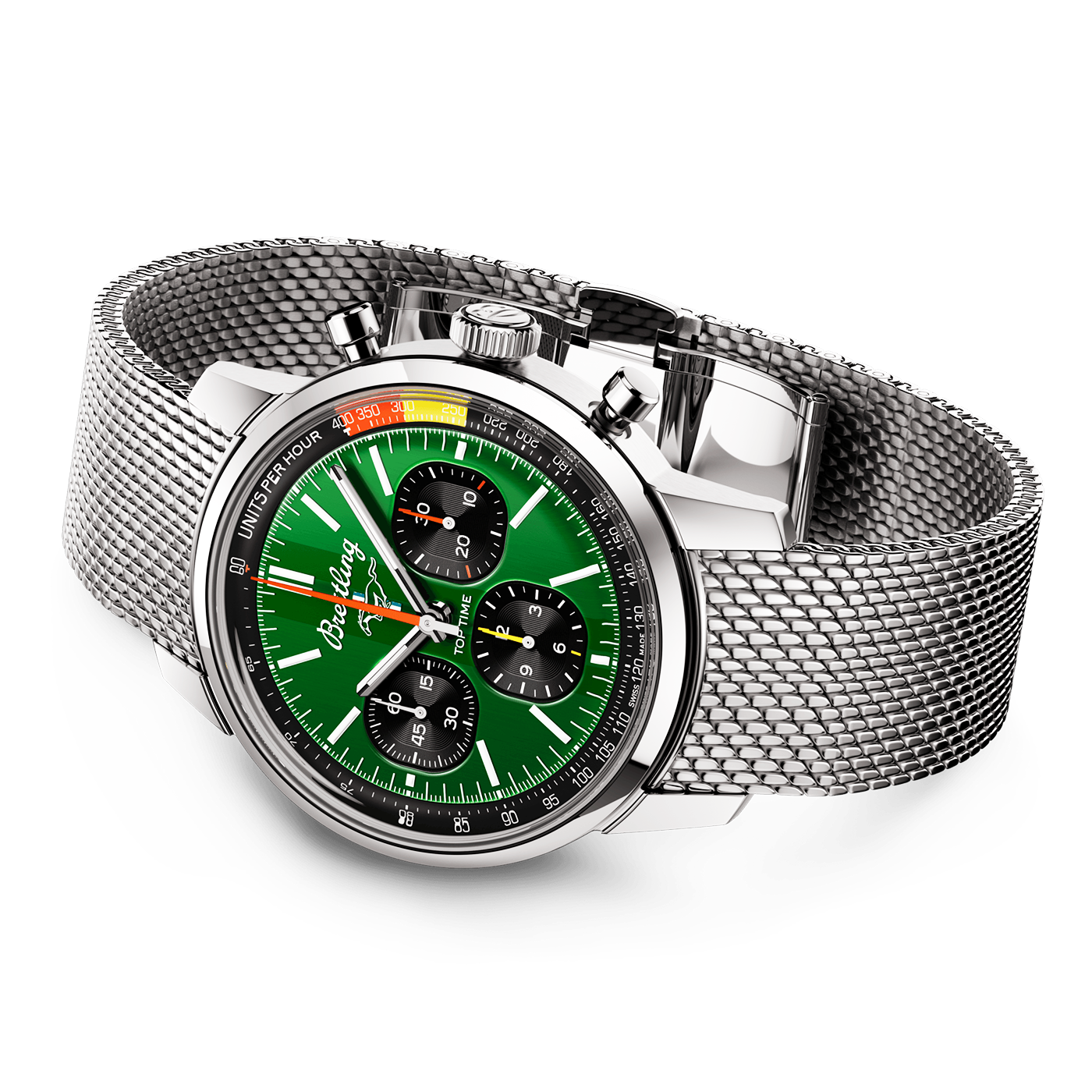 Top Time B01 Ford Mustang 41mm Green Dial Bracelet Watch