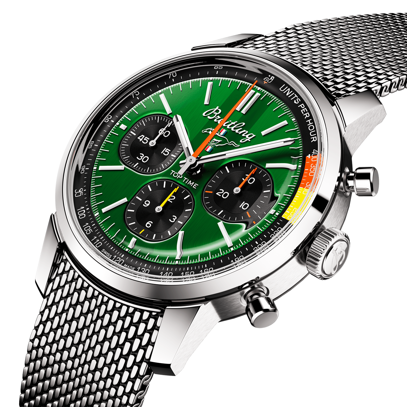 Breitling Top Time B01 Ford Mustang 41mm Green Dial Bracelet Watch - Berry's Jewellers