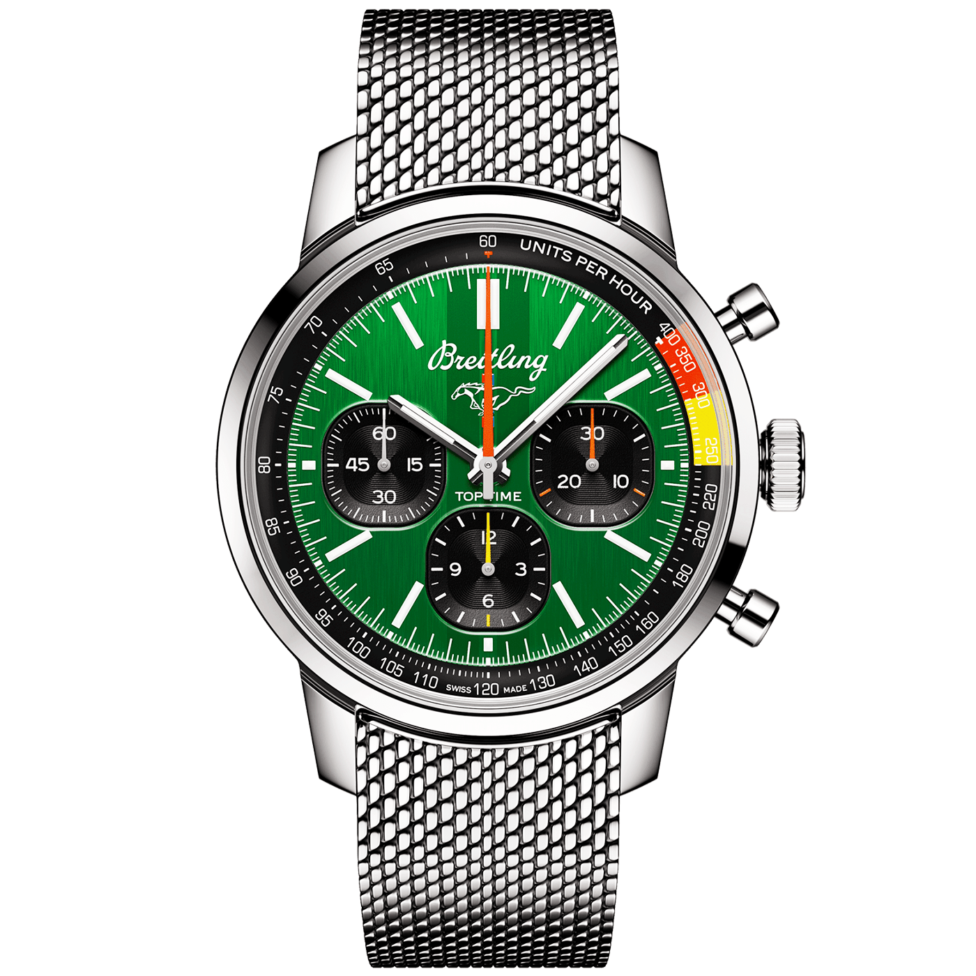 Breitling Top Time B01 Ford Mustang 41mm Green Dial Bracelet Watch - Berry's Jewellers