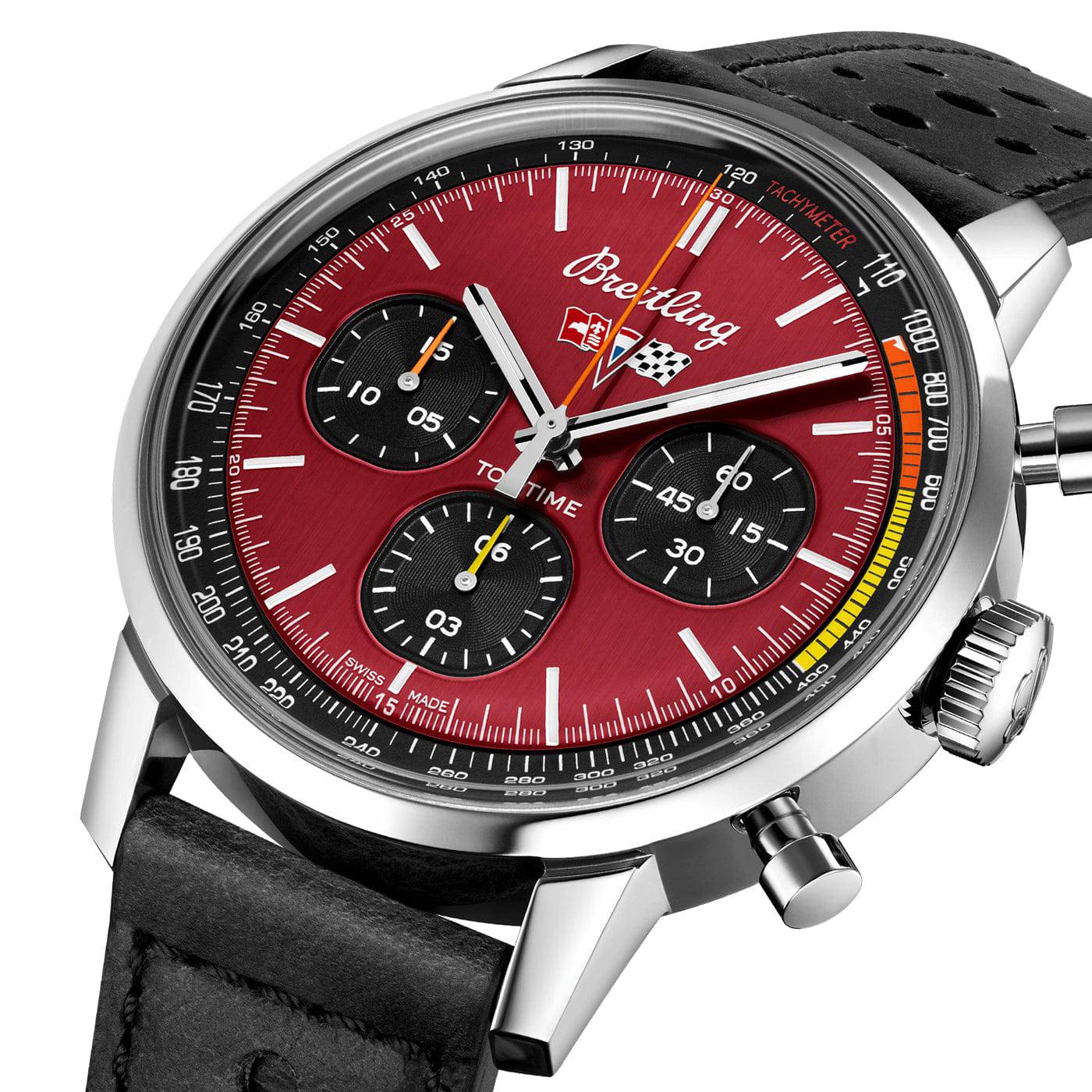 Breitling Top Time Chevrolet Corvette 42mm Red Dial Automatic Strap Watch - Berry's Jewellers