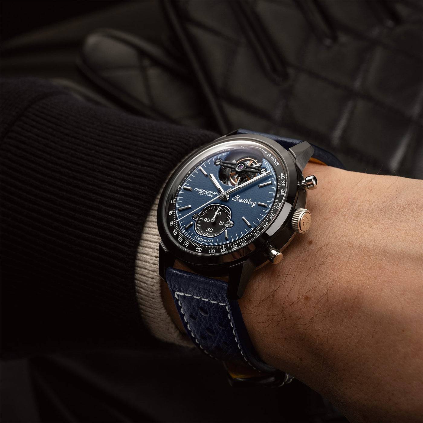 Breitling Top Time Tourbillon Shelby Cobra 41mm Black Ceramic Blue Dial Watch - Berry's Jewellers