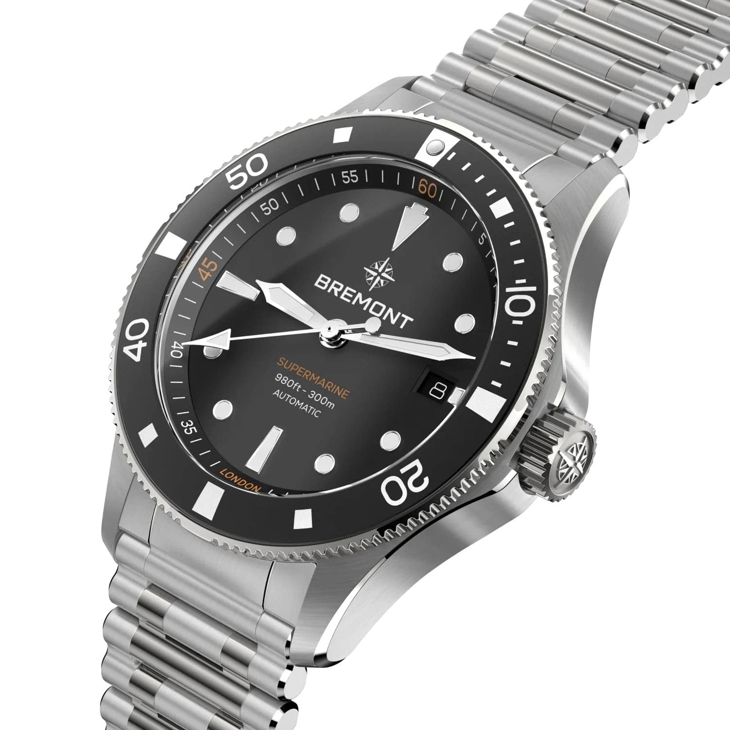 Bremont Supermarine 300M Date 40mm Black Dial Automatic Bracelet Watch - Berry's Jewellers