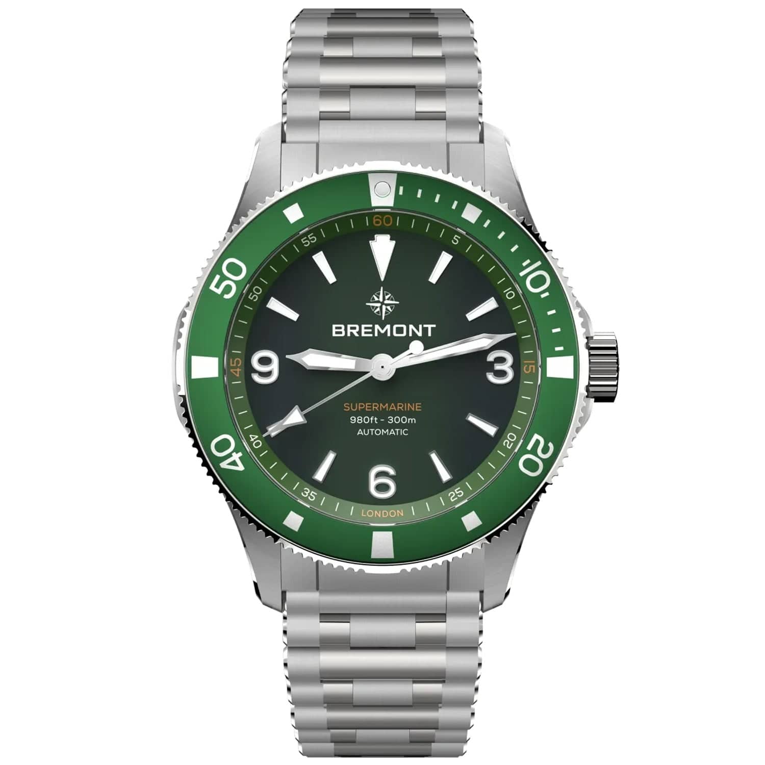 Bremont Supermarine 300M Date 40mm Green Dial Automatic Bracelet Watch - Berry's Jewellers