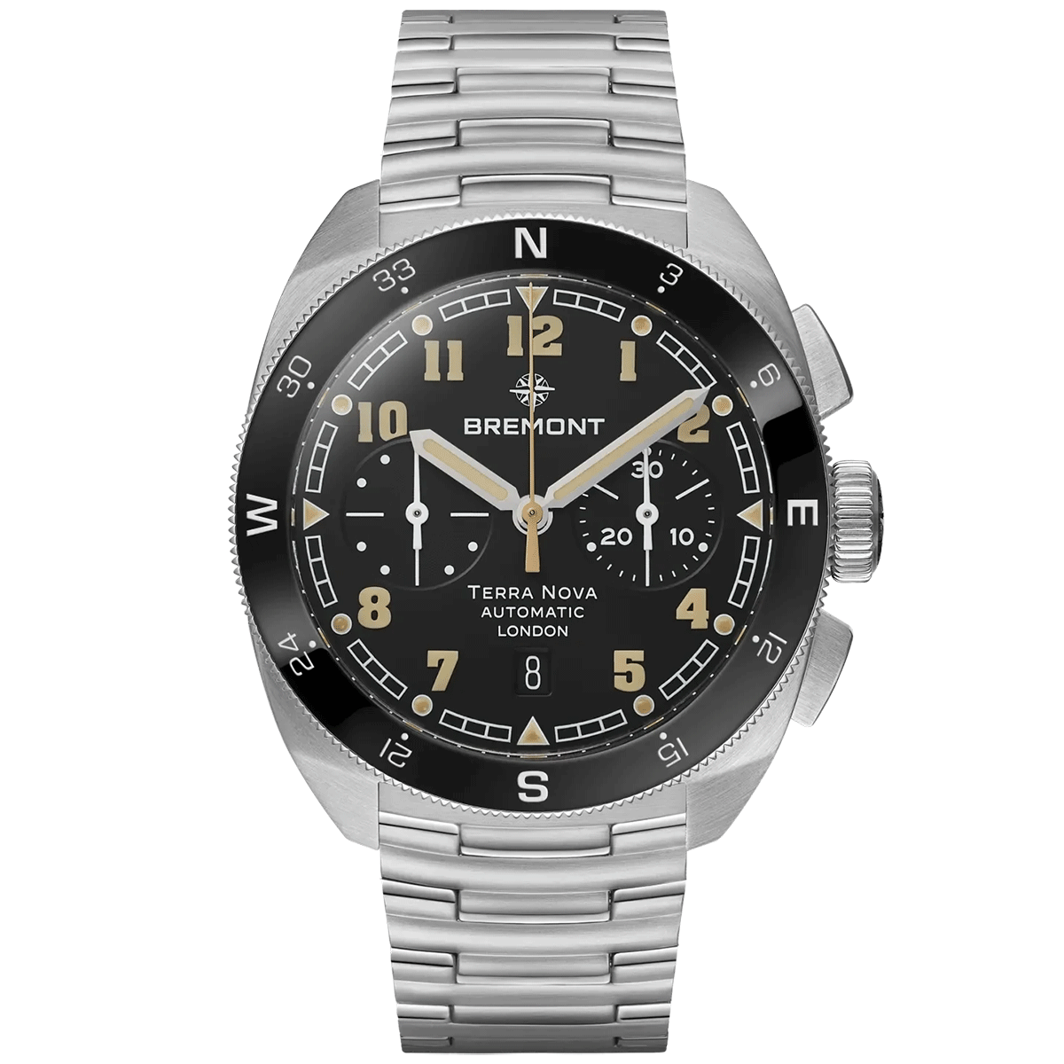 Terra Nova 42mm Black Dial Chronograph Automatic Braclet  Watch