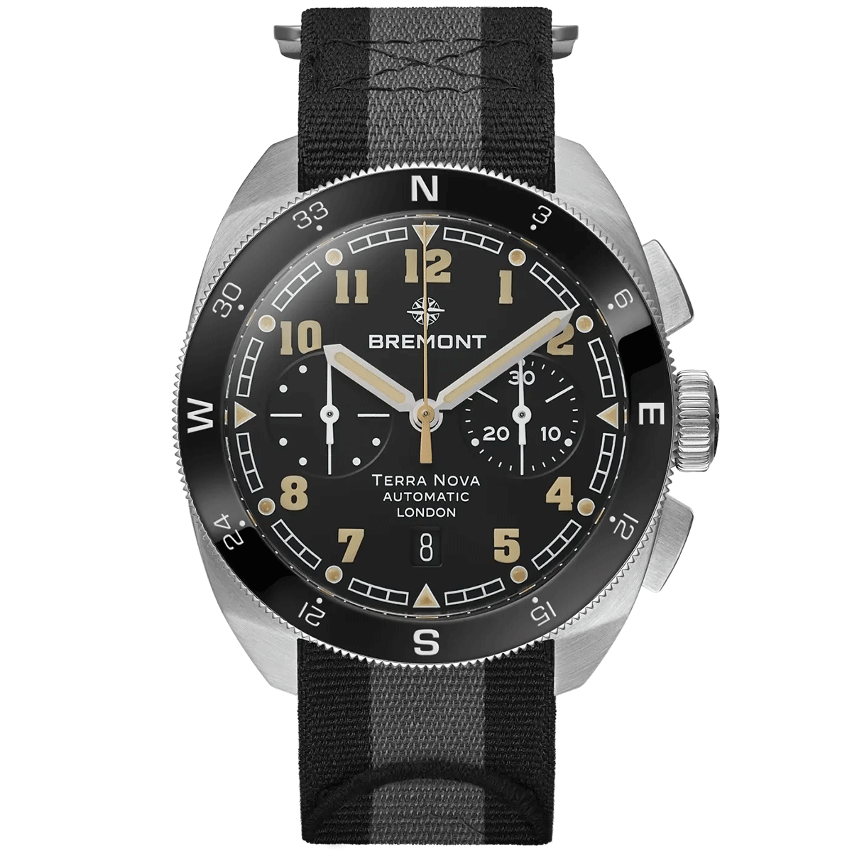 Terra Nova 42mm Black Dial Chronograph Automatic Strap Watch