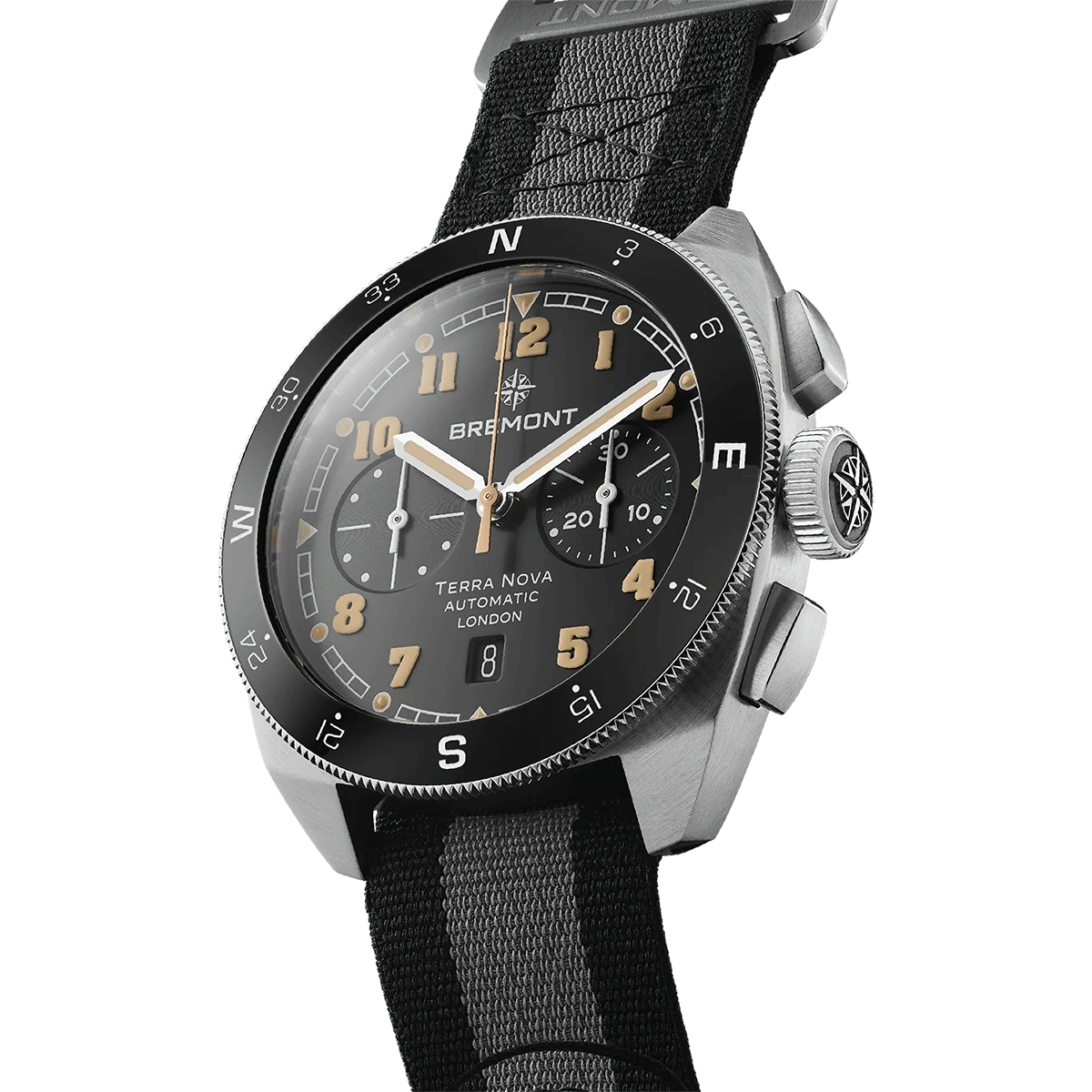 Bremont Terra Nova 42mm Black Dial Chronograph Automatic Strap Watch - Berry's Jewellers