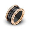 Bvlgari B.Zero1 18ct Rose Gold & Black Ceramic Four Band Diamond Edge Set Ring - Berry's Jewellers