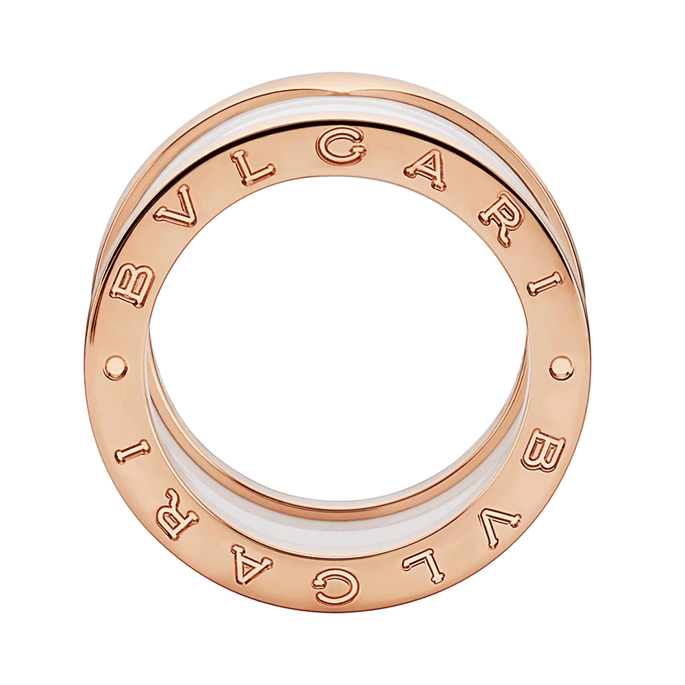 B.Zero1 18ct Rose Gold & White Ceramic Four Band Ring