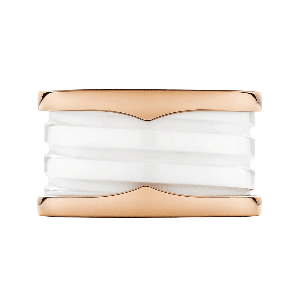 Bvlgari B.Zero1 18ct Rose Gold & White Ceramic Four Band Ring - Berry's Jewellers