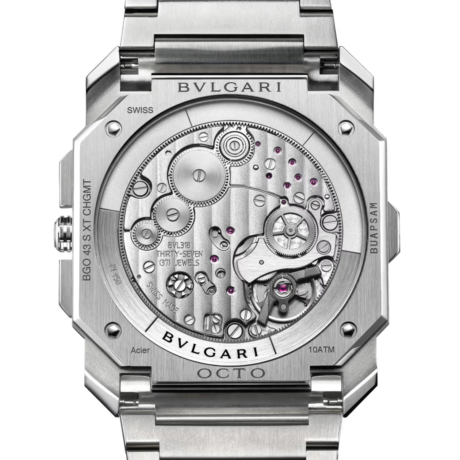 Bvlgari Octo Finissimo 43mm Chronograph Ultra Thin GMT Silver Dial Automatic Bracelet Watch - Berry's Jewellers