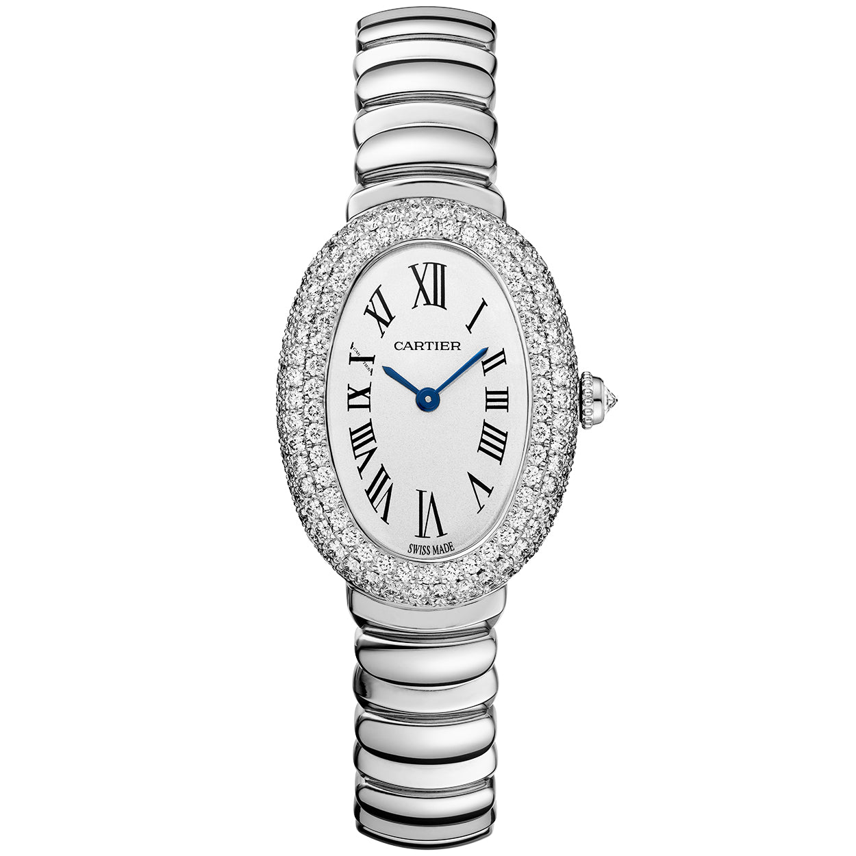 Cartier Baignoire Small 18ct White Gold Diamond Bezel Ladies Bracelet Watch - Berry's Jewellers