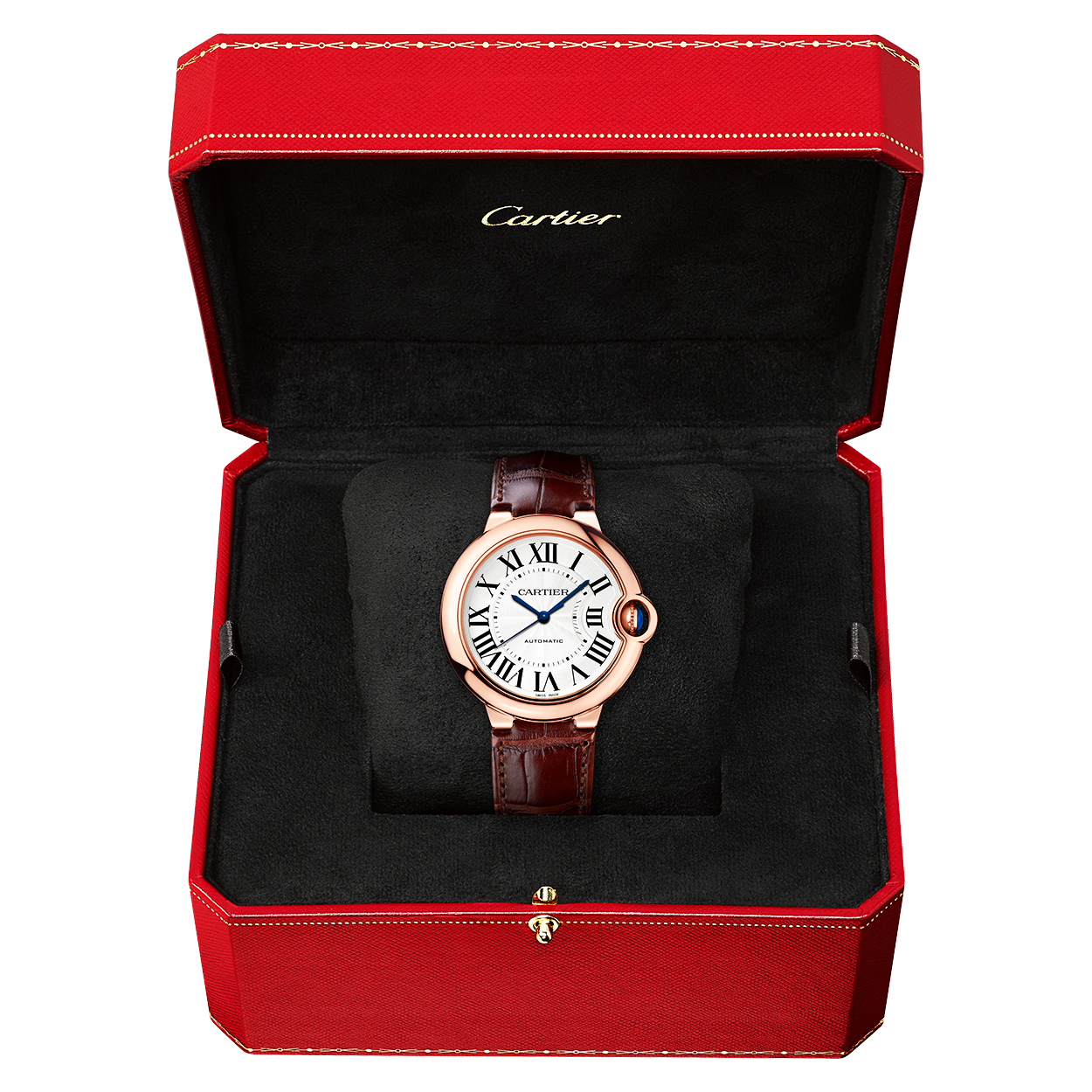 Cartier Ballon Bleu de Cartier 18ct Rose Gold 36mm Automatic Leather Strap Watch - Berry's Jewellers