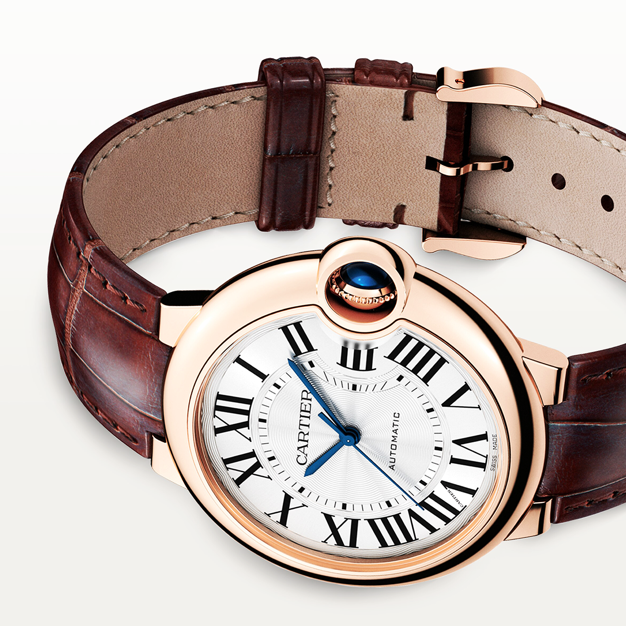 Cartier Ballon Bleu de Cartier 18ct Rose Gold 36mm Automatic Leather Strap Watch - Berry's Jewellers