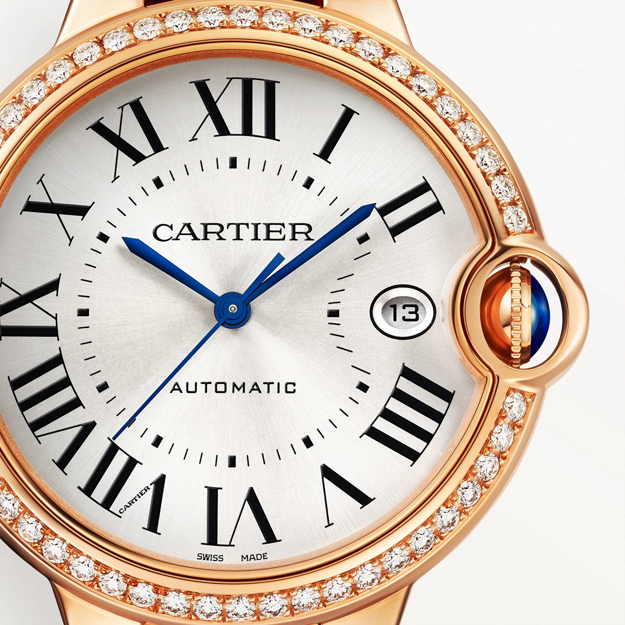 Cartier Ballon Bleu de Cartier 18ct Rose Gold 40mm Diamond Bezel Set Strap Watch - Berry's Jewellers