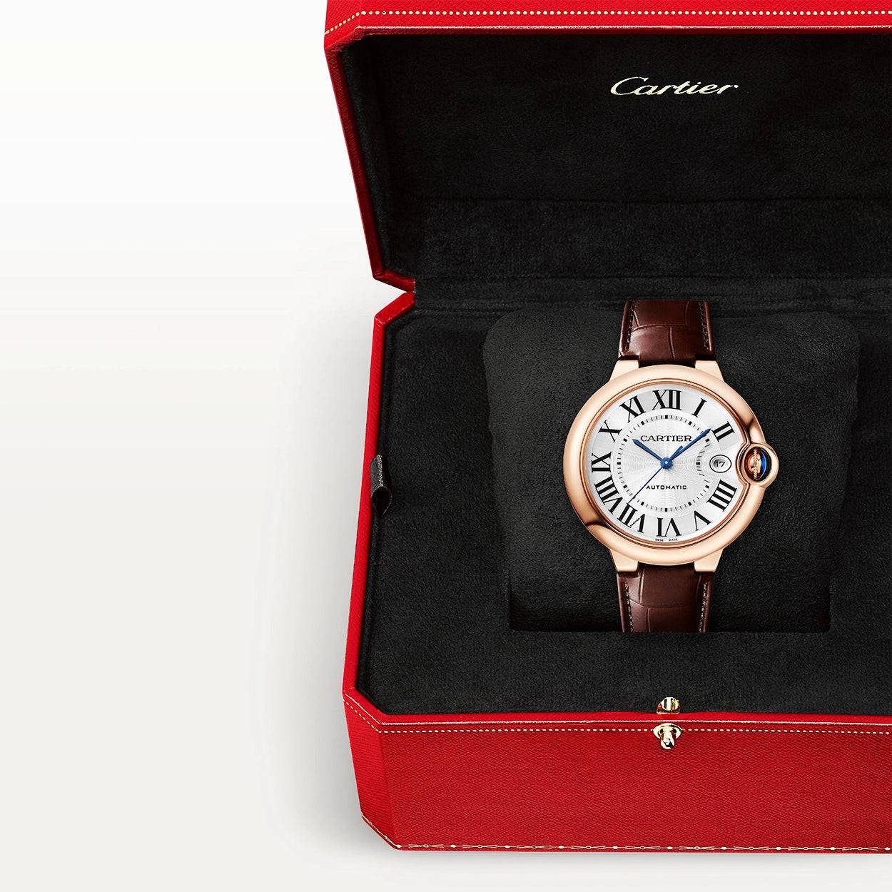 Cartier Ballon Bleu de Cartier 18ct Rose Gold 40mm Silver Dial Automatic Strap Watch - Berry's Jewellers