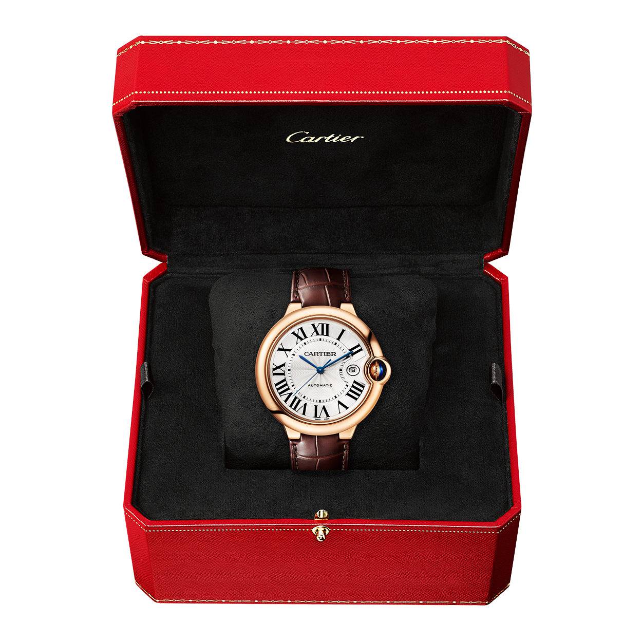 Cartier Ballon Bleu de Cartier 18ct Rose Gold 42mm Automatic Leather Strap Watch - Berry's Jewellers