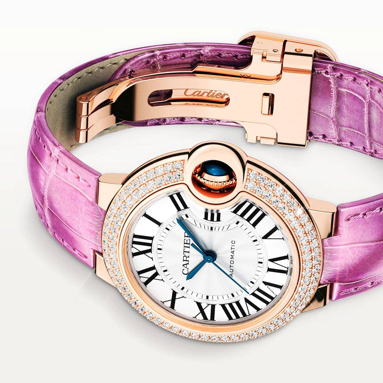 Cartier Ballon Bleu de Cartier 33mm 18ct Pink Gold Diamond Set Strap Watch - Berry's Jewellers