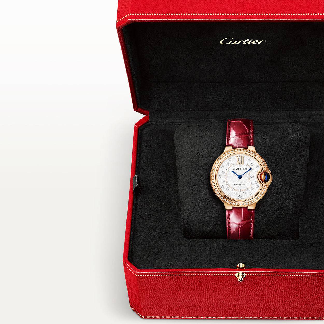 Cartier Ballon Bleu de Cartier 33mm 18ct Rose Gold Dial Diamond Dial & Bezel Watch - Berry's Jewellers