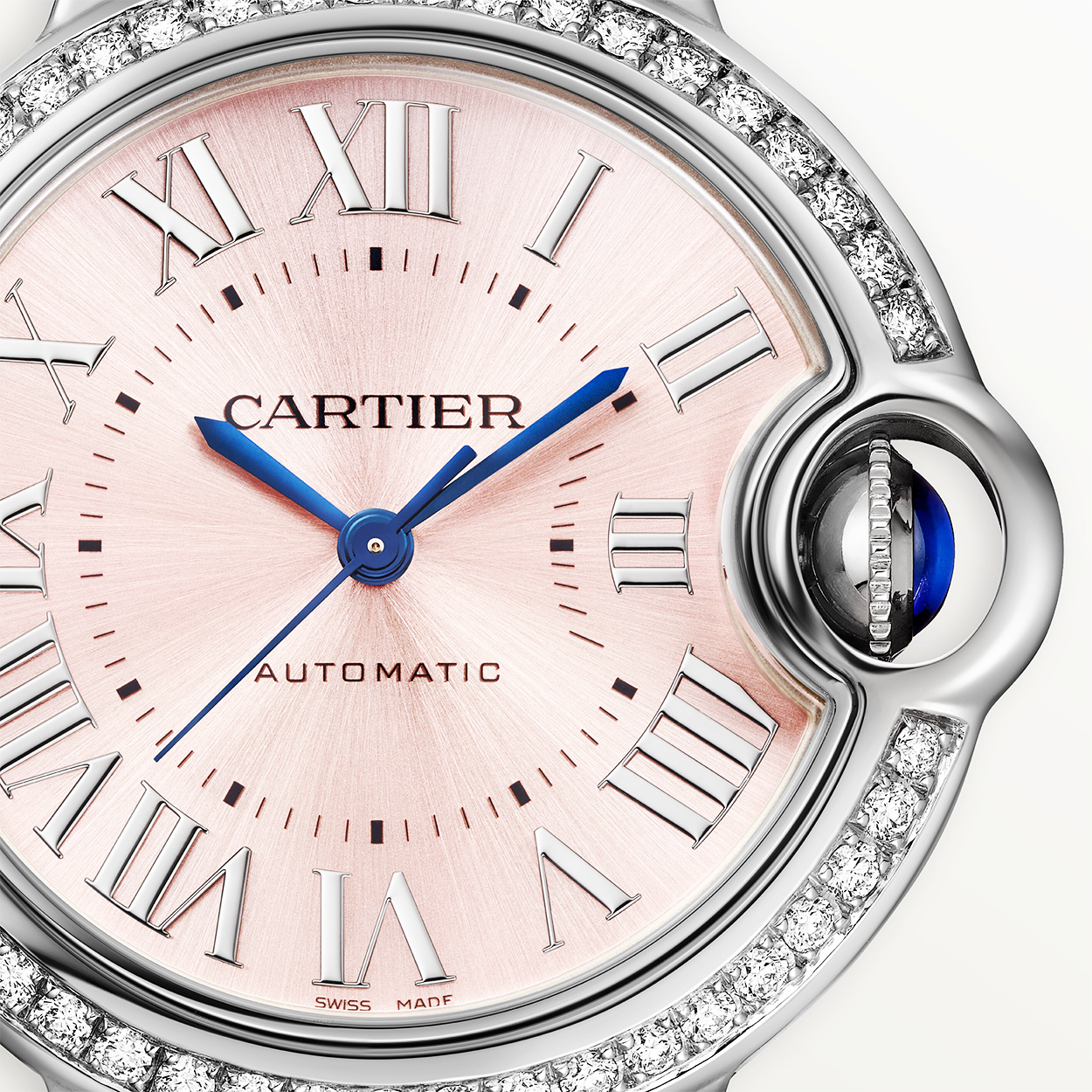 Cartier Ballon Bleu de Cartier 33mm Pink Dial Diamond Bezel Watch - Berry's Jewellers