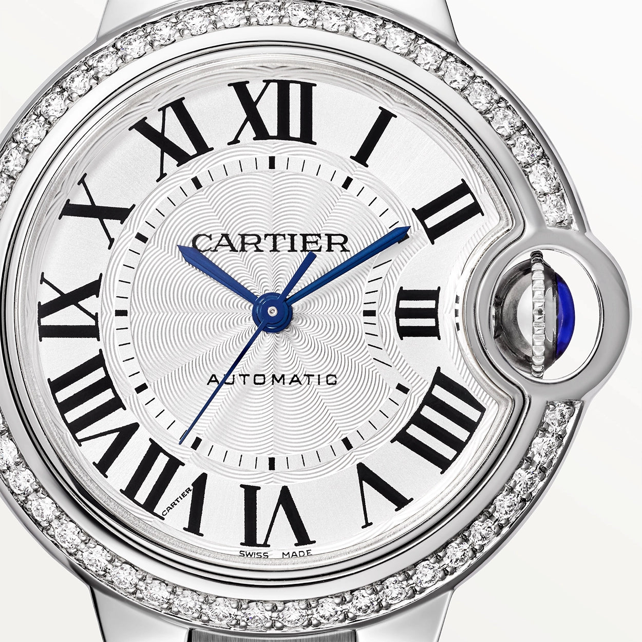 Cartier Ballon Bleu de Cartier 33mm Silver Dial Diamond Set Bezel Watch - Berry's Jewellers