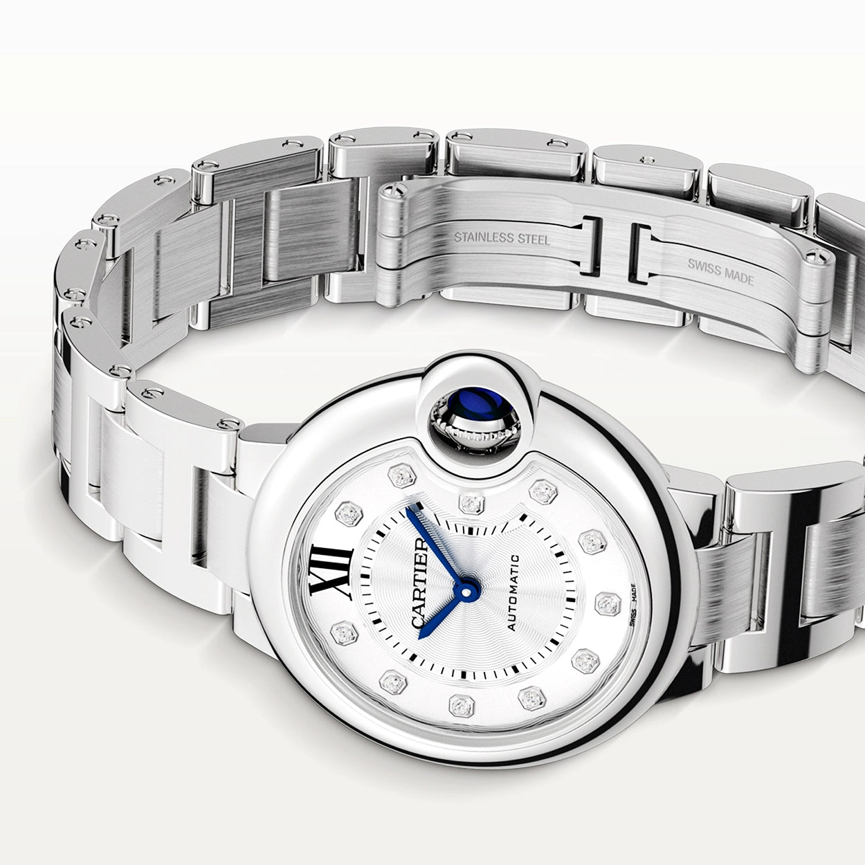 Cartier Ballon Bleu de Cartier 33mm Steel Diamond Set Watch - Berry's Jewellers