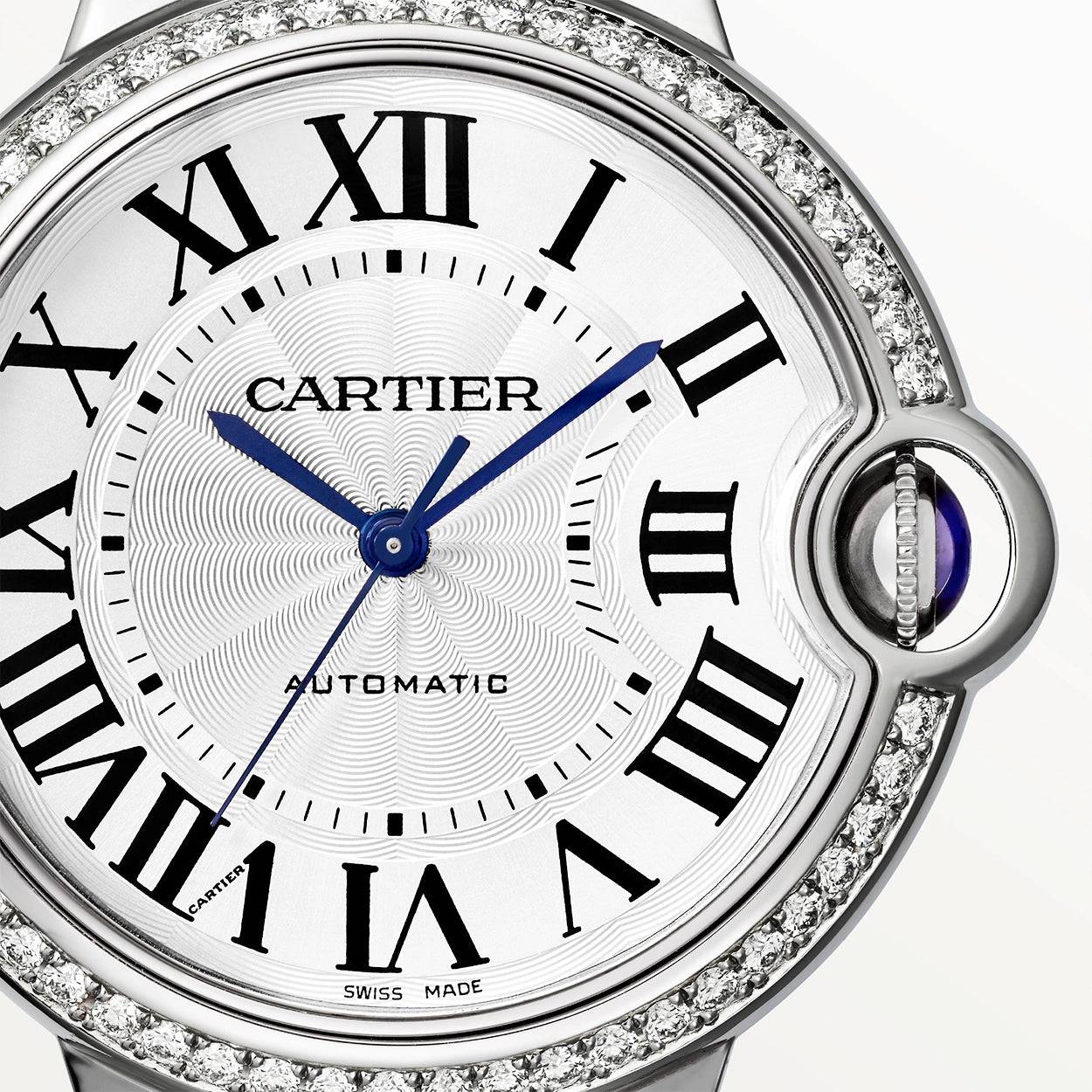 Cartier Ballon Bleu de Cartier 36mm Steel Diamond Set Bezel Watch - Berry's Jewellers