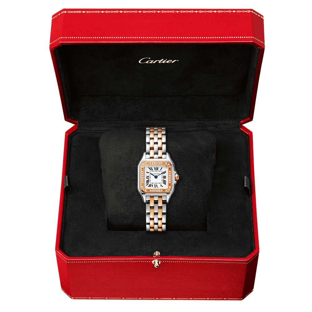 Cartier Panthère de Cartier Small 18ct Rose Gold & Steel Diamond Bezel Watch - Berry's Jewellers