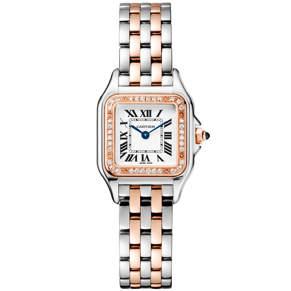 Cartier Panthère de Cartier Small 18ct Rose Gold & Steel Diamond Bezel Watch - Berry's Jewellers