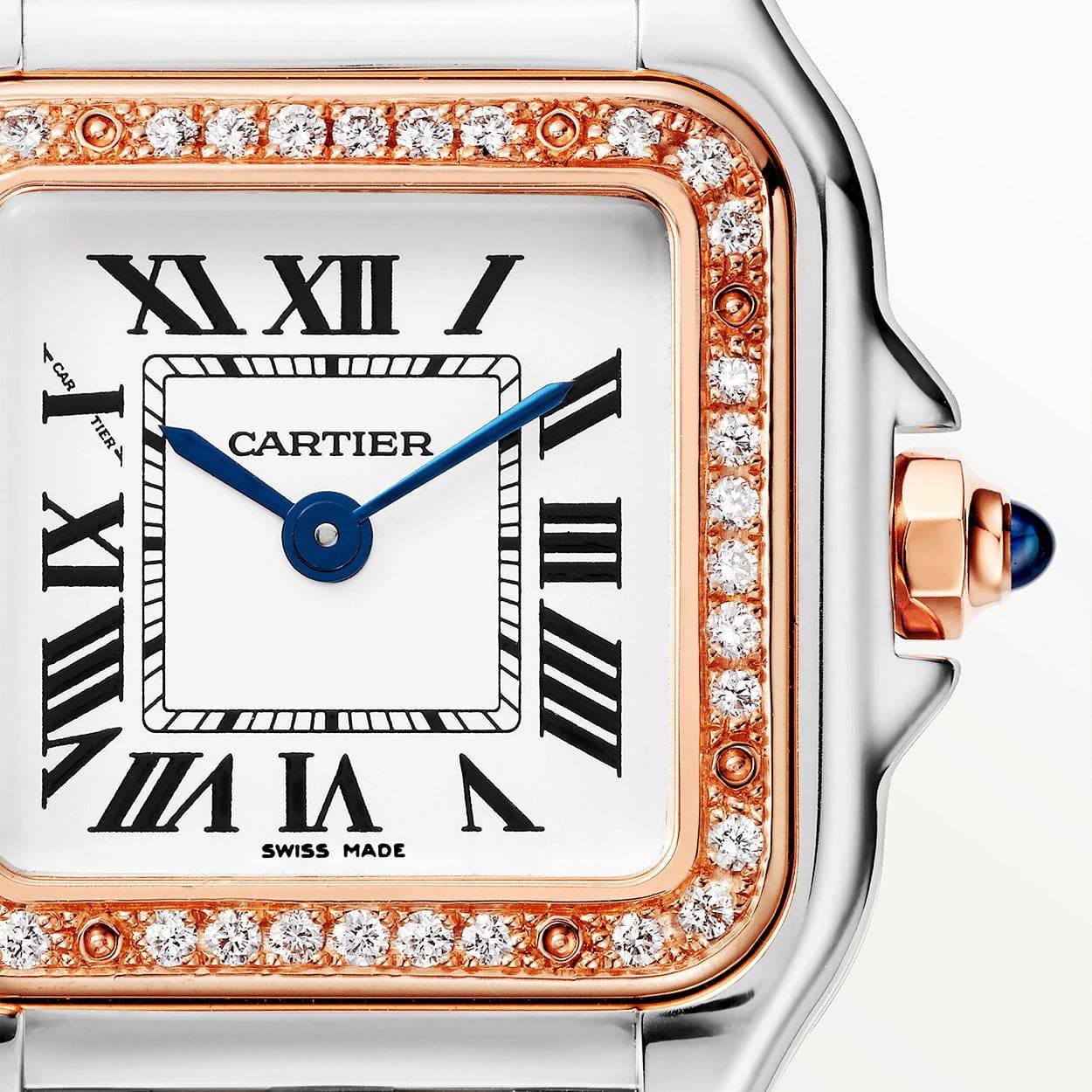 Cartier Panthère de Cartier Small 18ct Rose Gold & Steel Diamond Bezel Watch - Berry's Jewellers