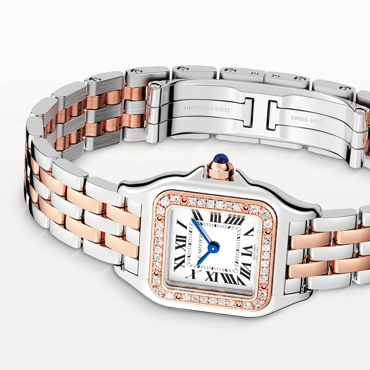 Cartier Panthère de Cartier Small 18ct Rose Gold & Steel Diamond Bezel Watch - Berry's Jewellers