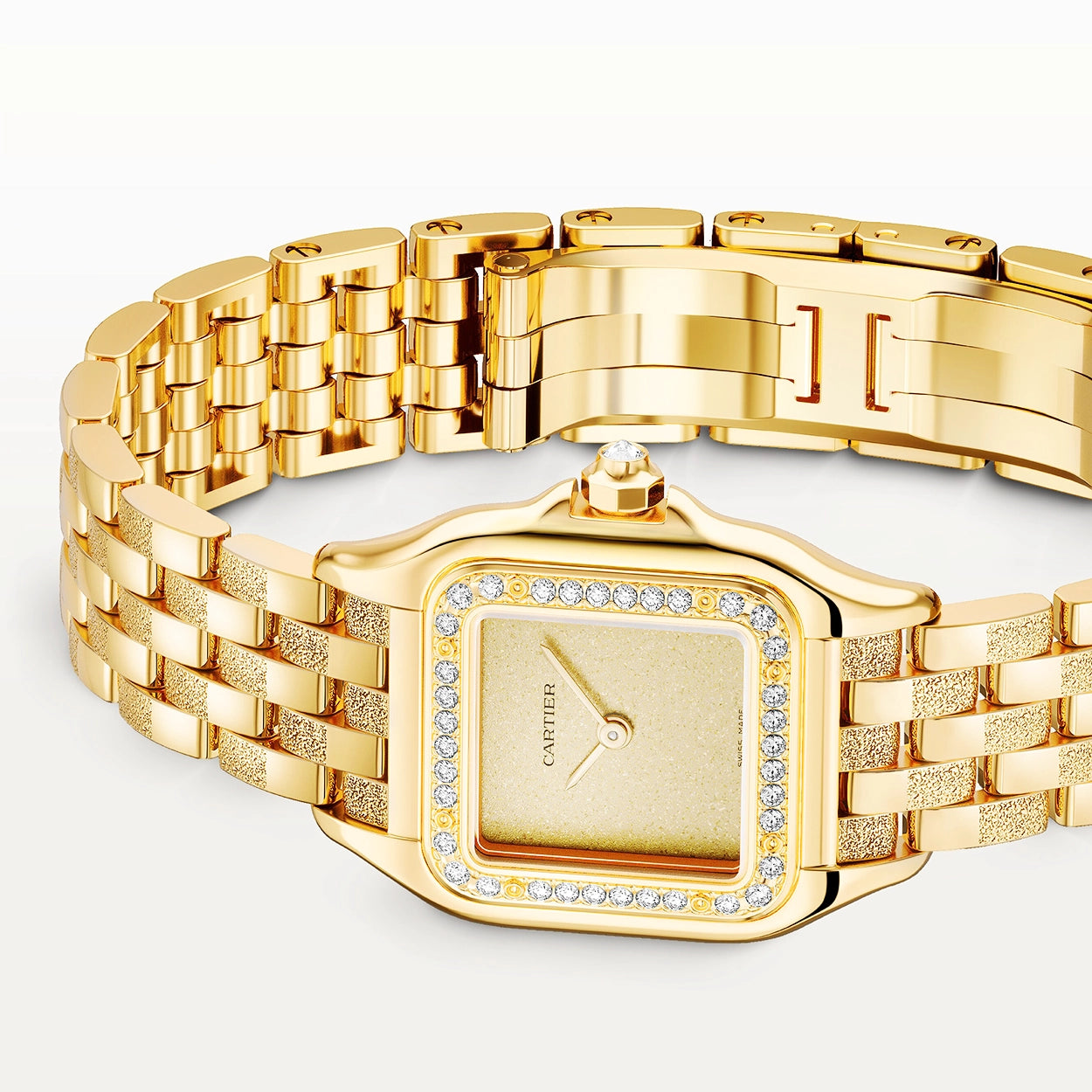 Cartier Panthère de Cartier Small 18ct Yellow Gold Grained Dial Diamond Set Watch - Berry's Jewellers