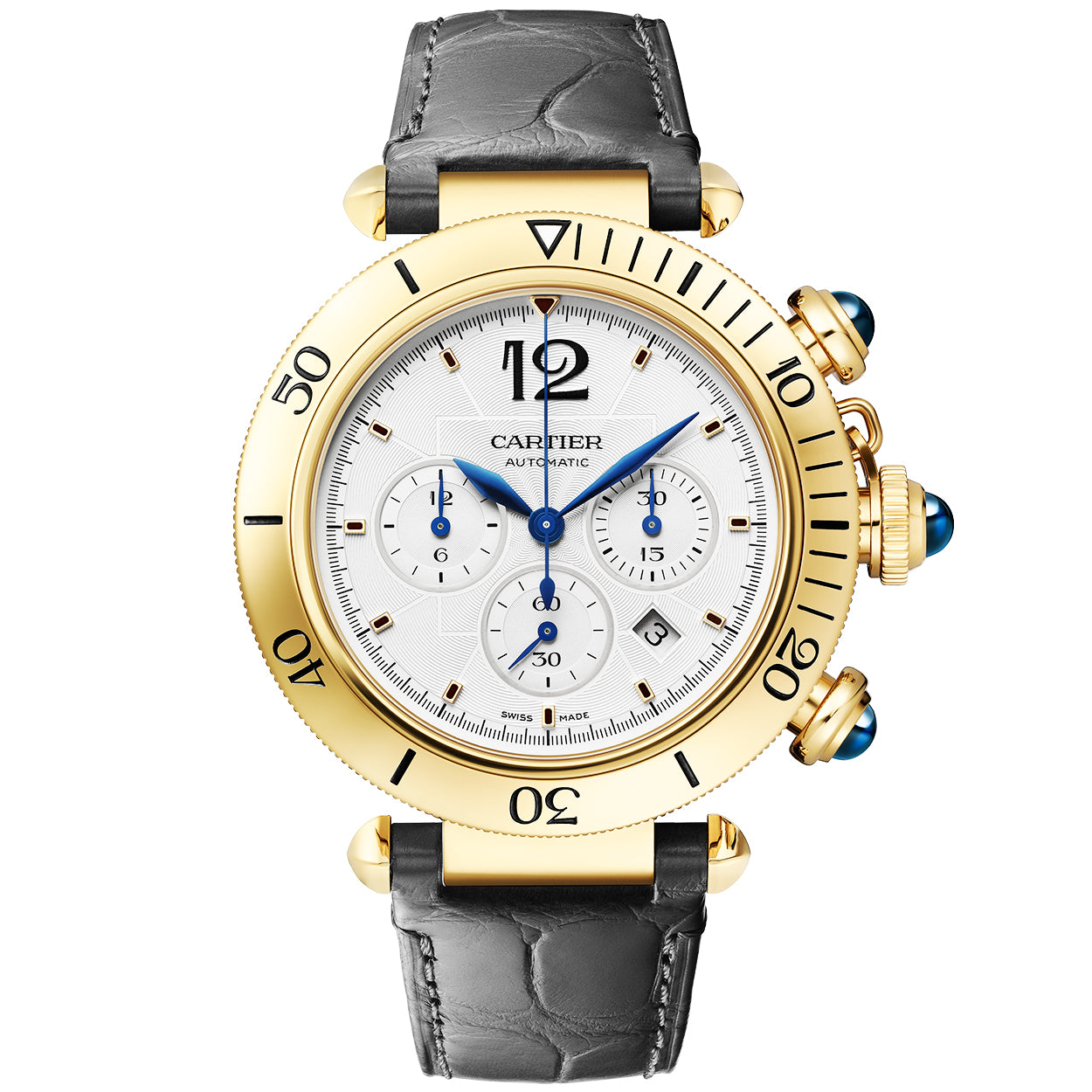 Cartier Pasha de Cartier 41mm 18ct Yellow Gold Chronograph Strap Watch - Berry's Jewellers