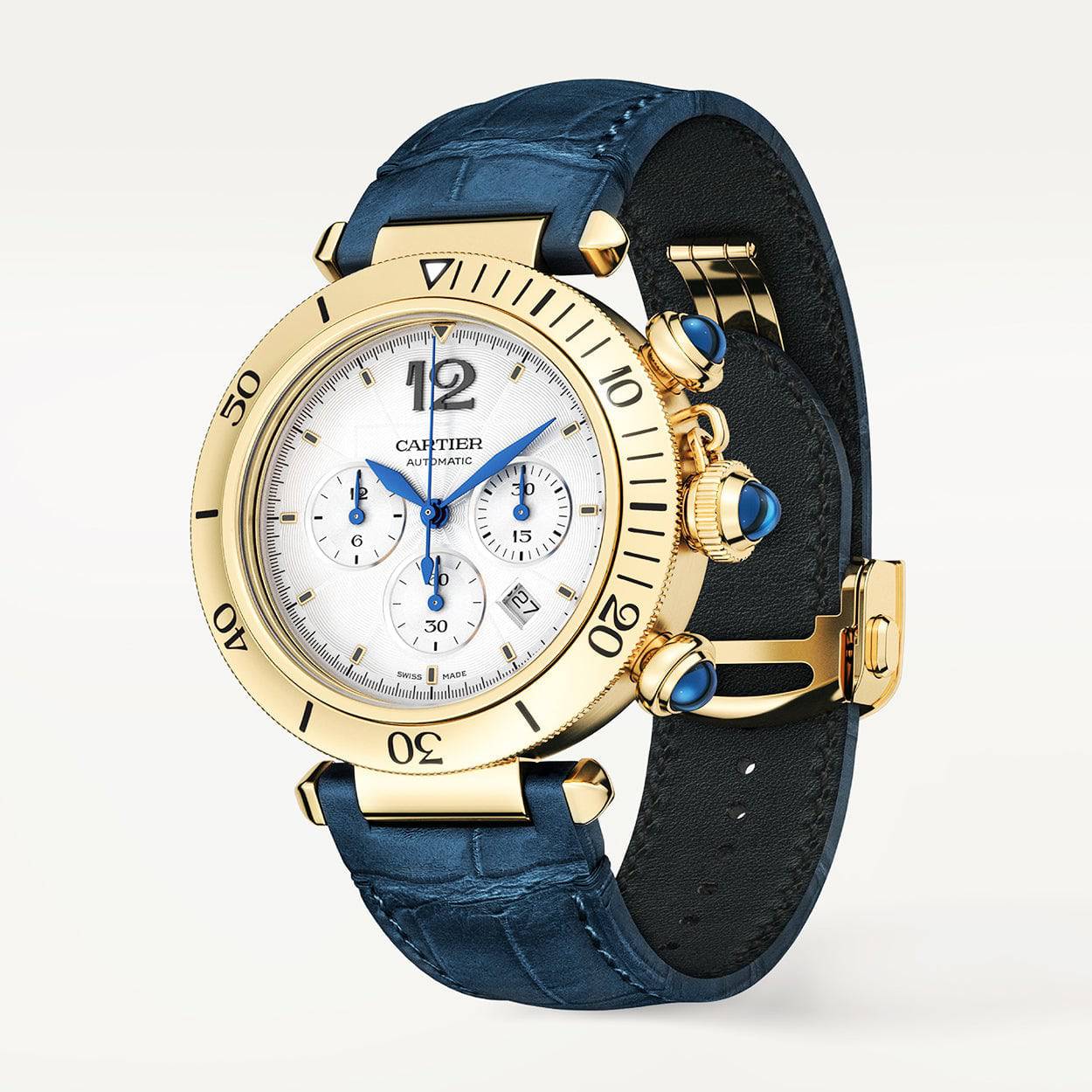 Cartier Pasha de Cartier 41mm 18ct Yellow Gold Chronograph Strap Watch - Berry's Jewellers