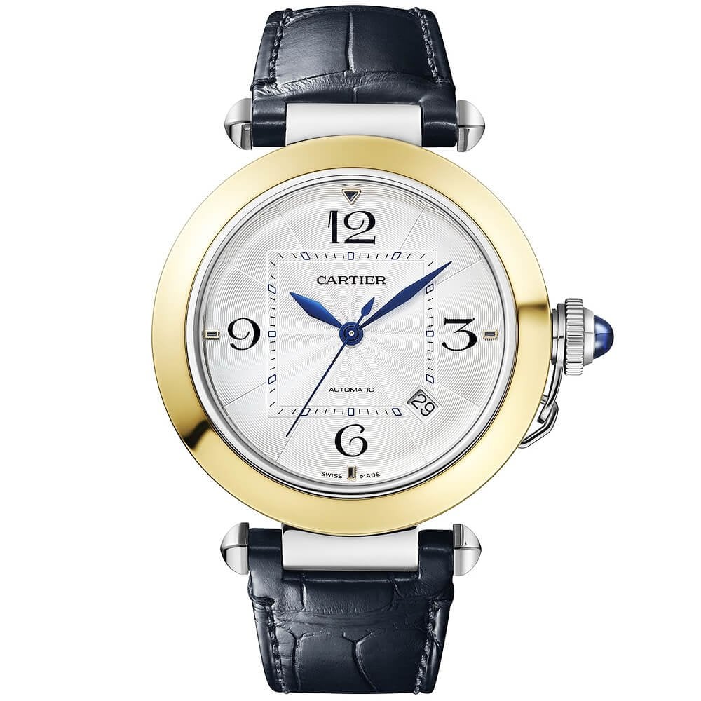 Cartier Pasha de Cartier 41mm Steel & 18ct Yellow Gold Bracelet/Leather Strap Watch - Berry's Jewellers