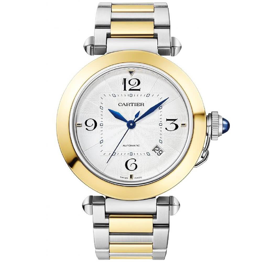 Cartier Pasha de Cartier 41mm Steel & 18ct Yellow Gold Bracelet/Leather Strap Watch - Berry's Jewellers