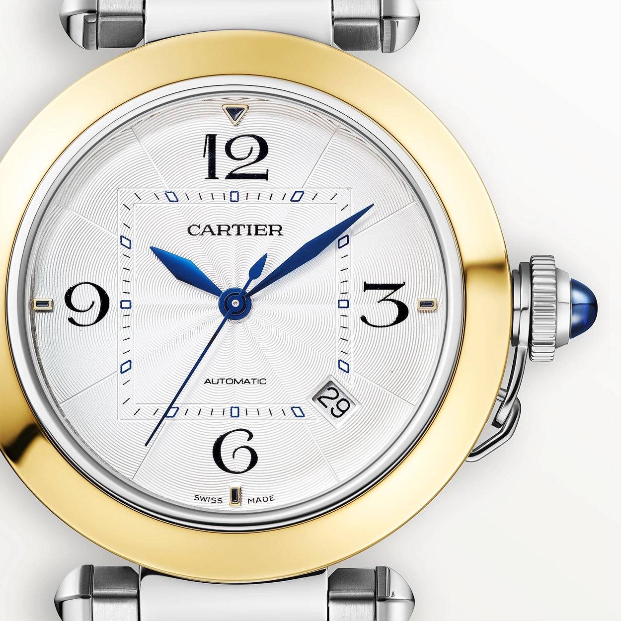 Cartier Pasha de Cartier 41mm Steel & 18ct Yellow Gold Bracelet/Leather Strap Watch - Berry's Jewellers