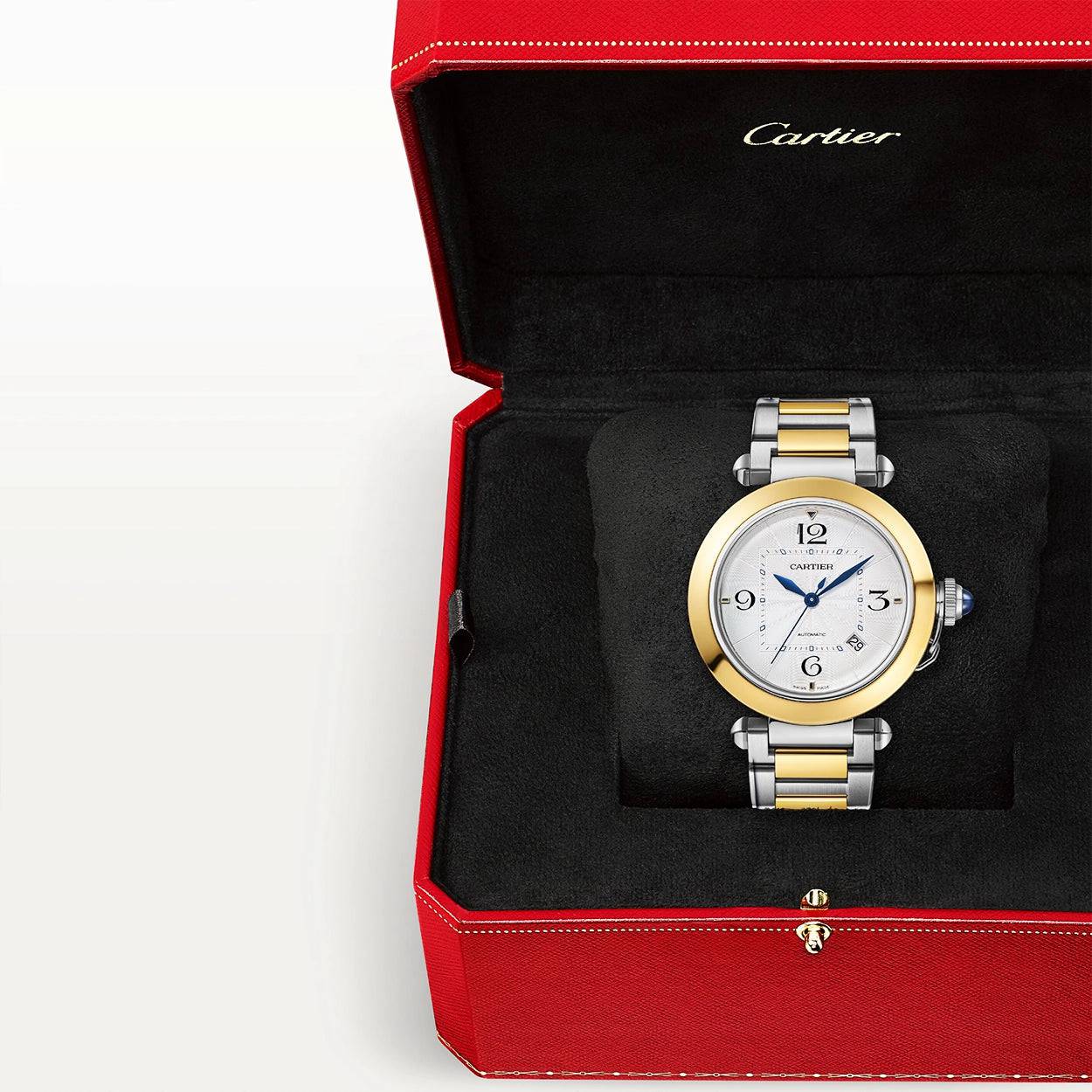 Cartier Pasha de Cartier 41mm Steel & 18ct Yellow Gold Bracelet/Leather Strap Watch - Berry's Jewellers