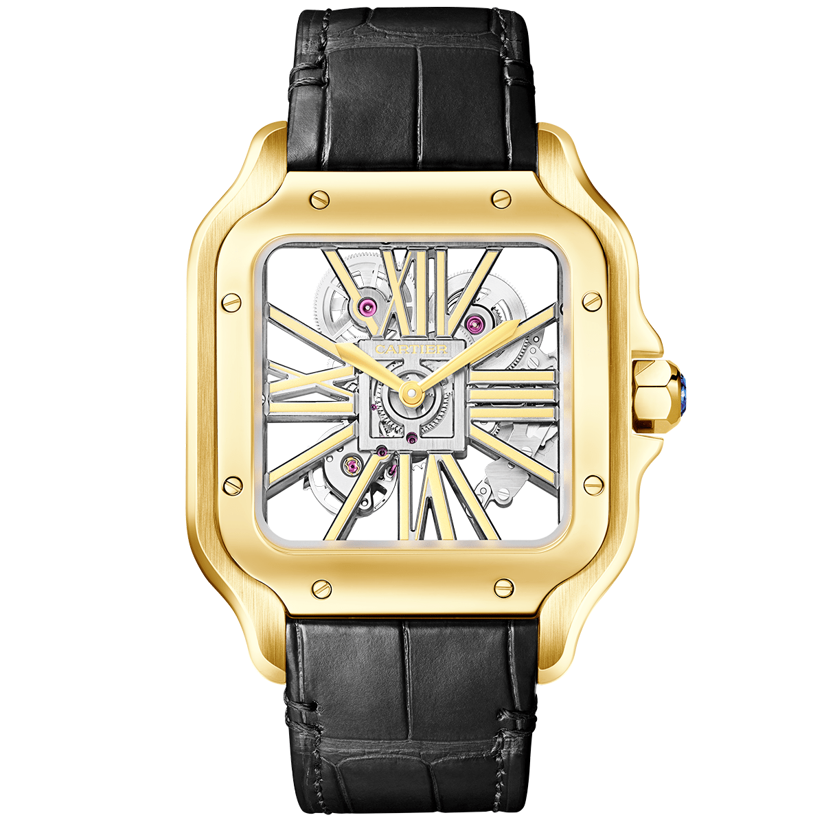 Cartier Santos de Cartier Large 18ct Yellow Gold Men's Skeleton Dial Watch - Berry's Jewellers