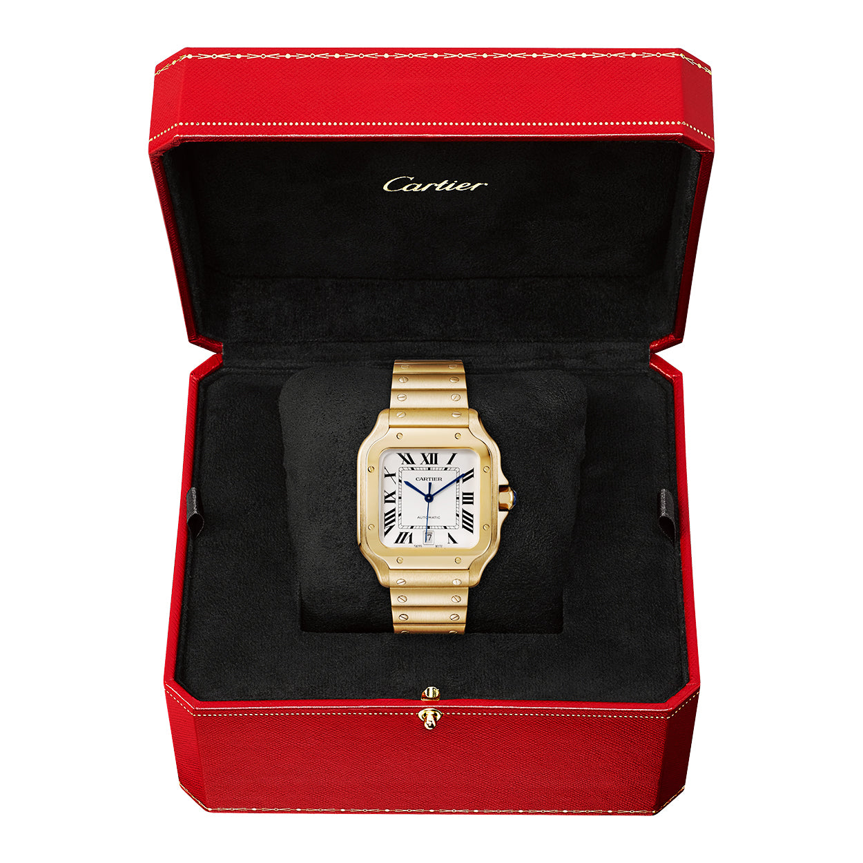 Cartier Santos de Cartier Large Automatic 18ct Yellow Gold Bracelet Watch - Berry's Jewellers