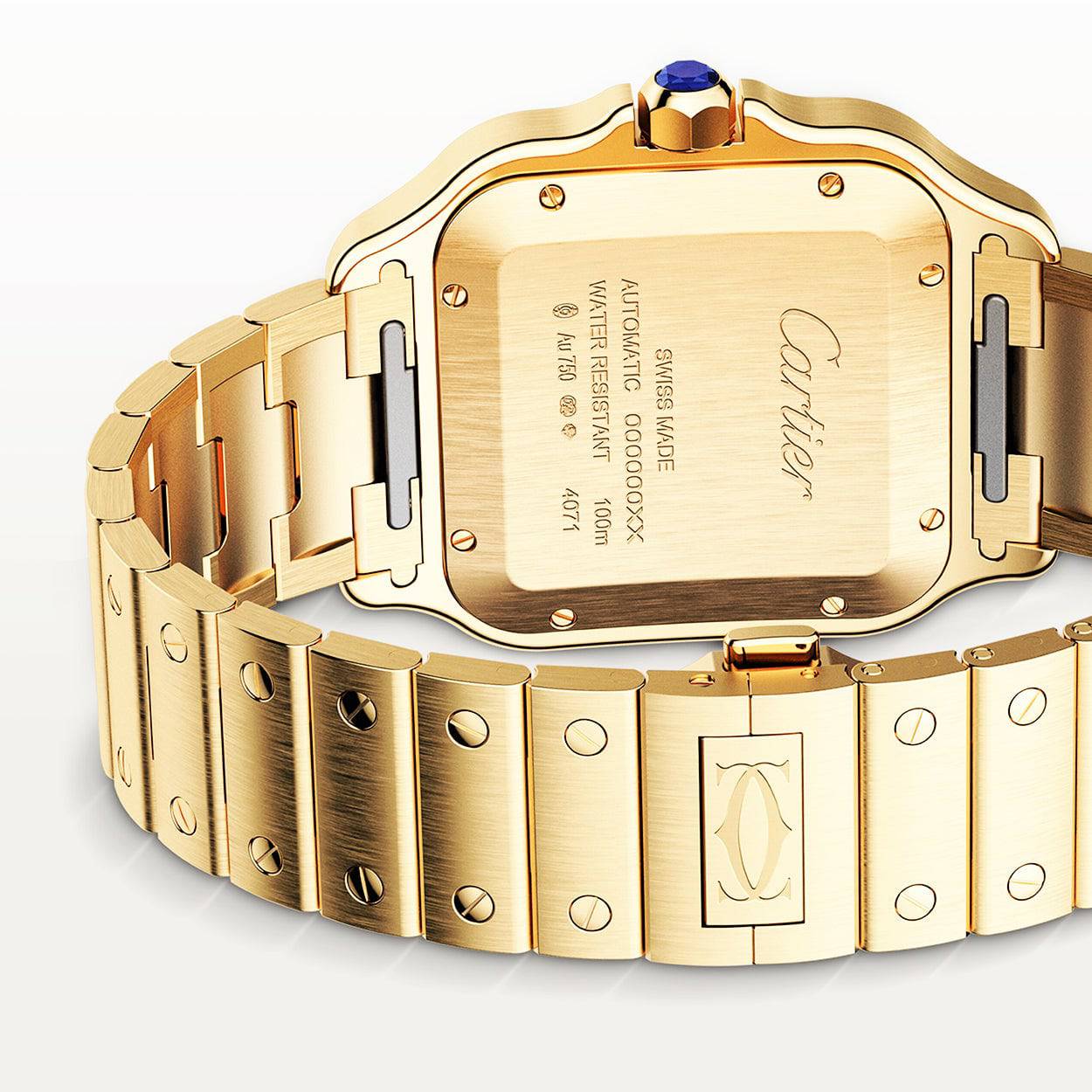 Cartier Santos de Cartier Large Automatic 18ct Yellow Gold Bracelet Watch - Berry's Jewellers