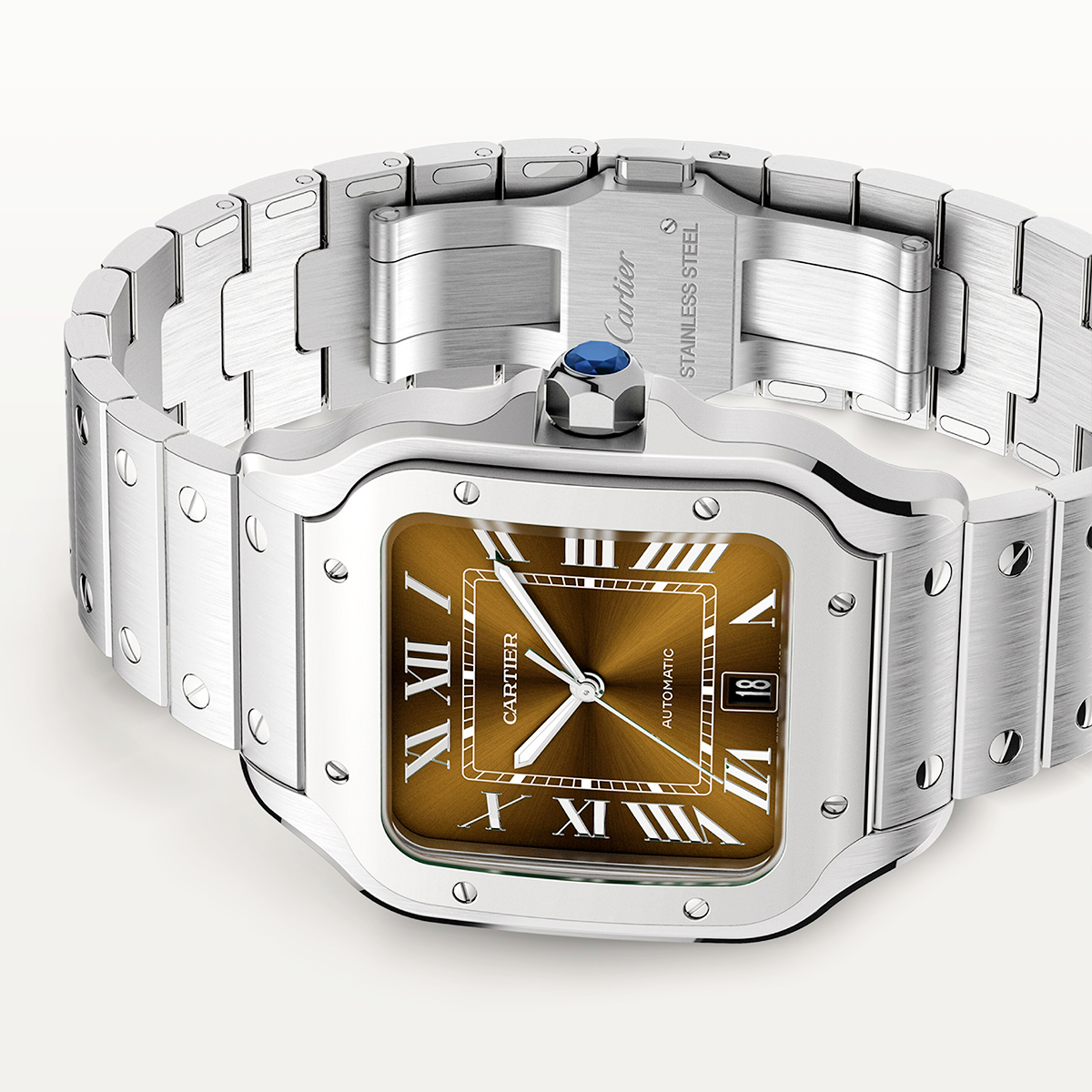 Cartier Santos de Cartier Large Brown Dial Automatic Bracelet/Strap Watch - Berry's Jewellers