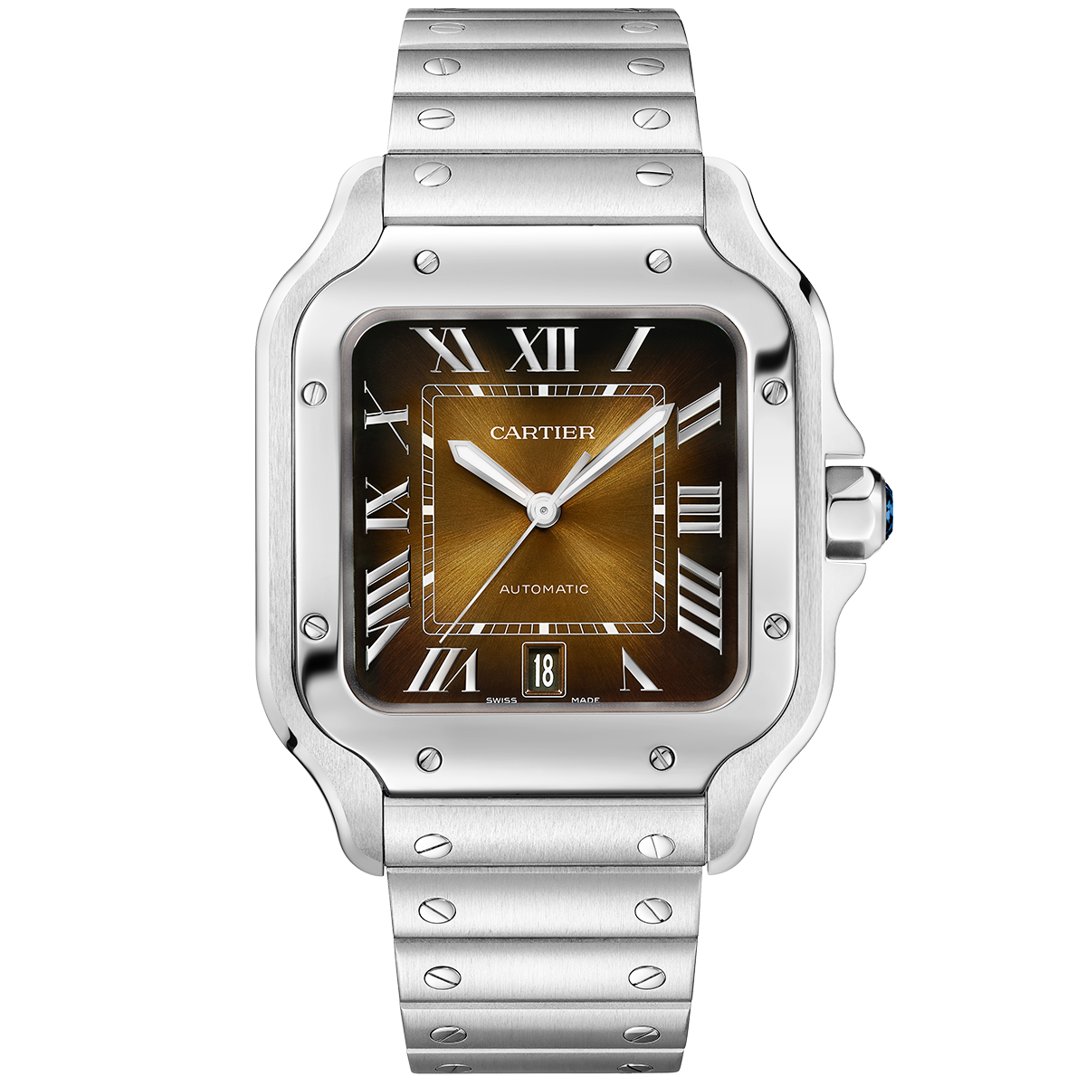 Cartier Santos de Cartier Large Brown Dial Automatic Bracelet/Strap Watch - Berry's Jewellers