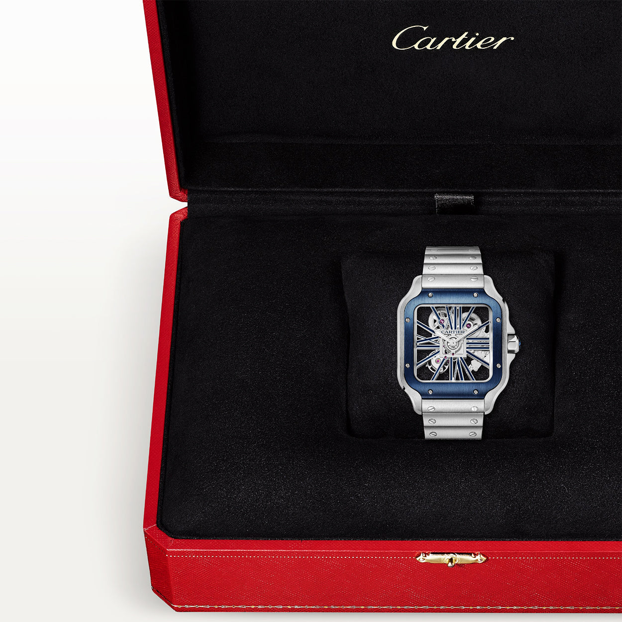 Cartier Santos de Cartier Large Skeleton/Blue Dial Men's Watch - Berry's Jewellers