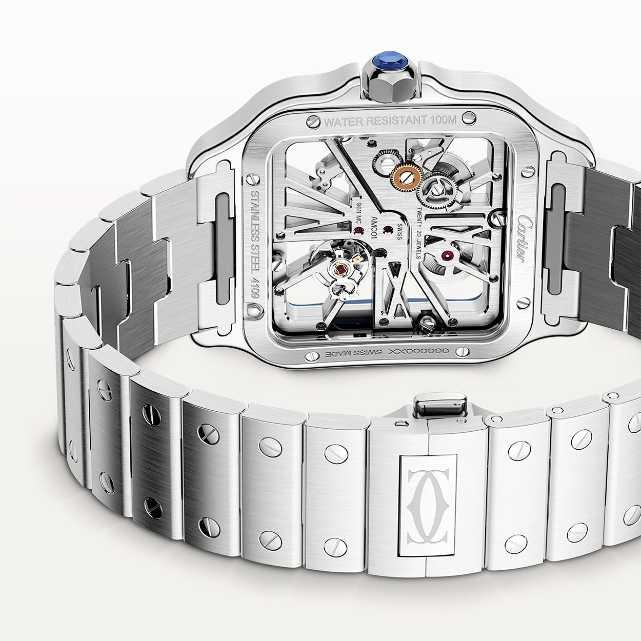 Cartier Santos de Cartier Large Skeleton/Blue Dial Men's Watch - Berry's Jewellers