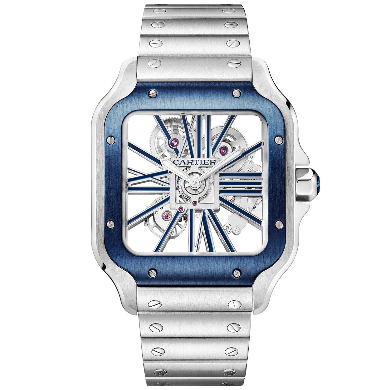 Cartier Santos de Cartier Large Skeleton/Blue Dial Men's Watch - Berry's Jewellers