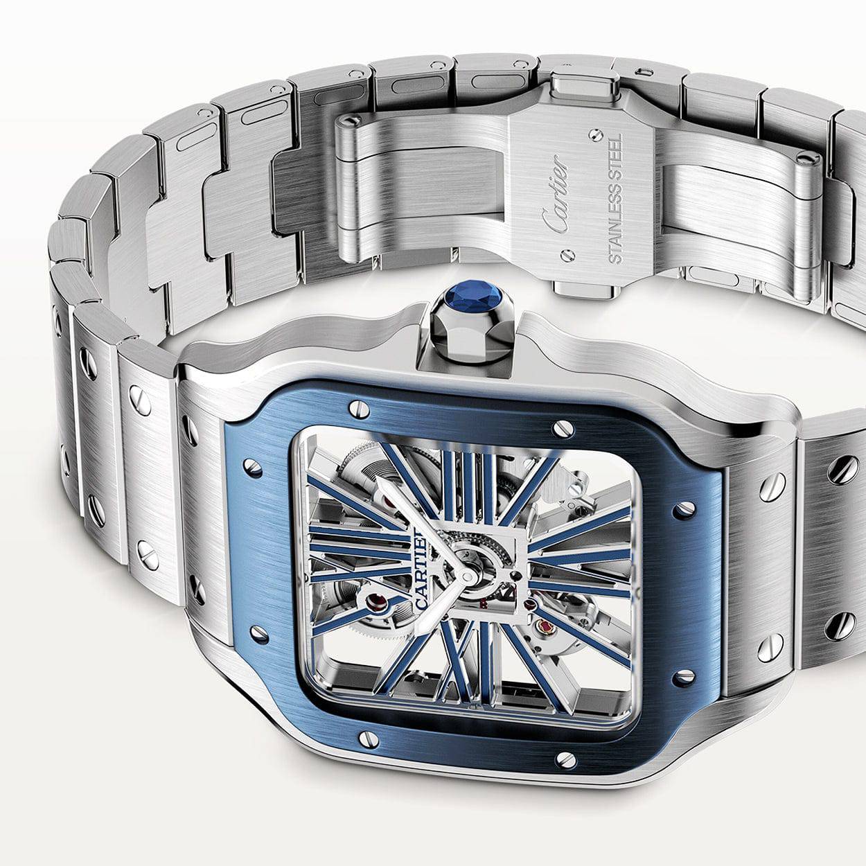 Cartier Santos de Cartier Large Skeleton/Blue Dial Men's Watch - Berry's Jewellers