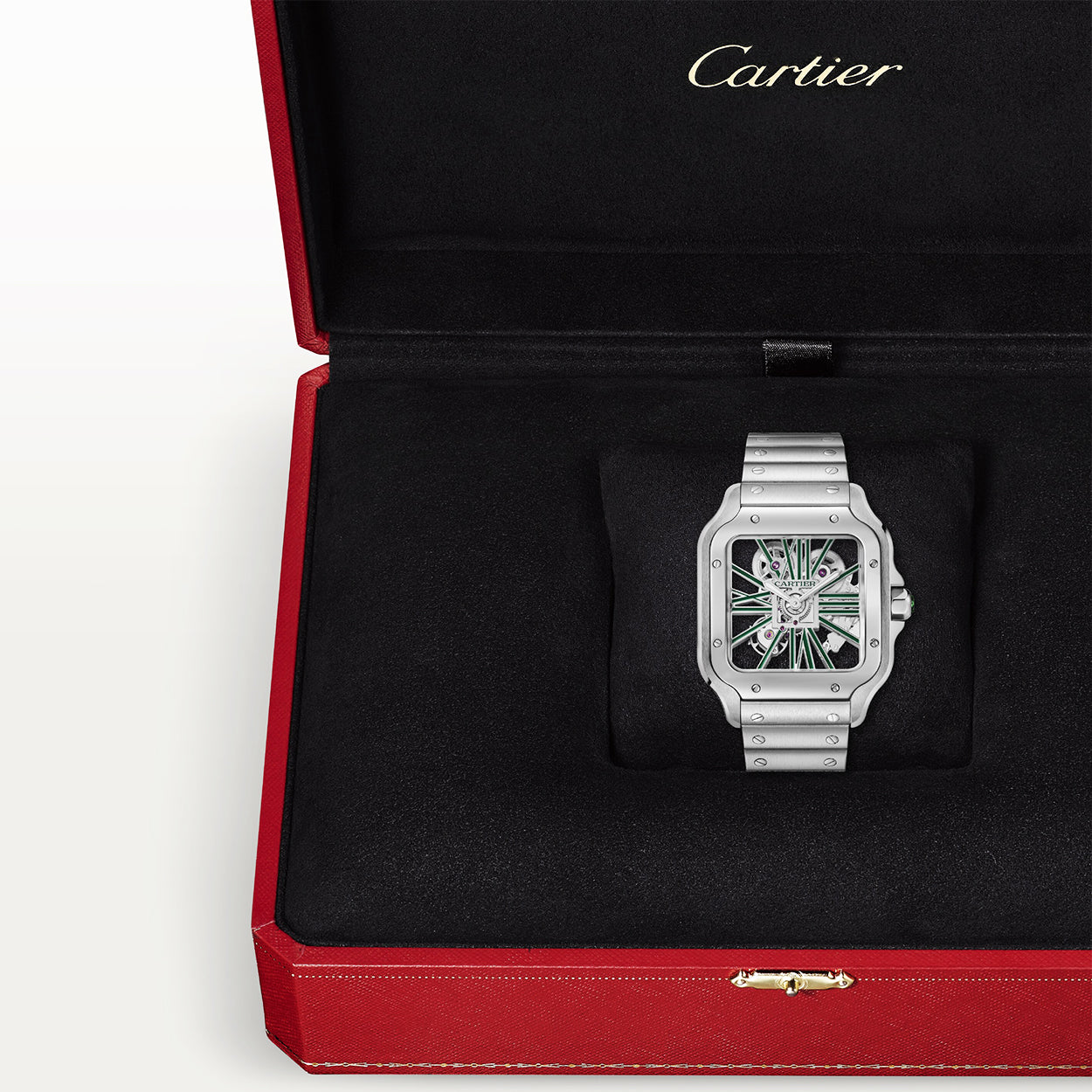 Cartier Santos de Cartier Large Skeleton/Green Dial Men's Watch - Berry's Jewellers