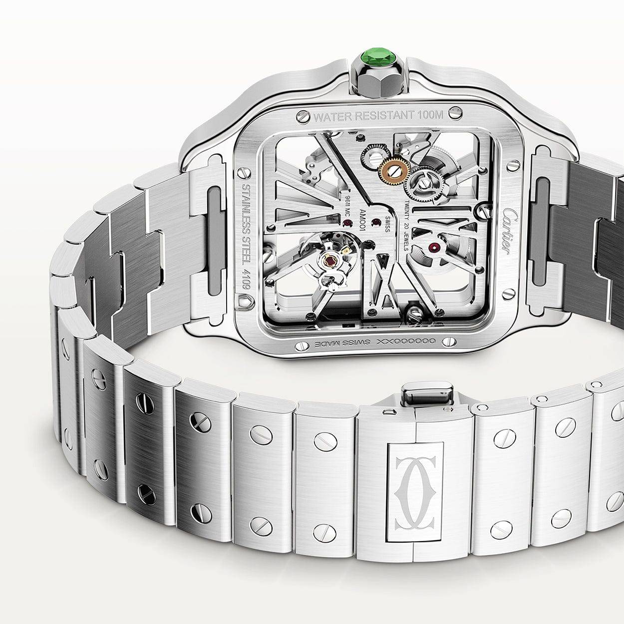 Cartier Santos de Cartier Large Skeleton/Green Dial Men's Watch - Berry's Jewellers