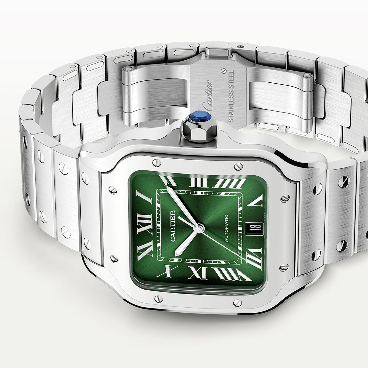 Cartier Santos de Cartier Large Smoky Green Dial Automatic Bracelet/Strap Watch - Berry's Jewellers